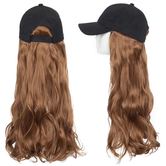 Hair Extensions Adjustable 16" Culry Baseball Hat Wig for Women - Light Brown - Picture 6 of 6